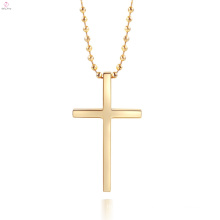 Minimalist Glaze Stainless Steel Ball Chain Sweater Gold Crucifix Cross Necklace